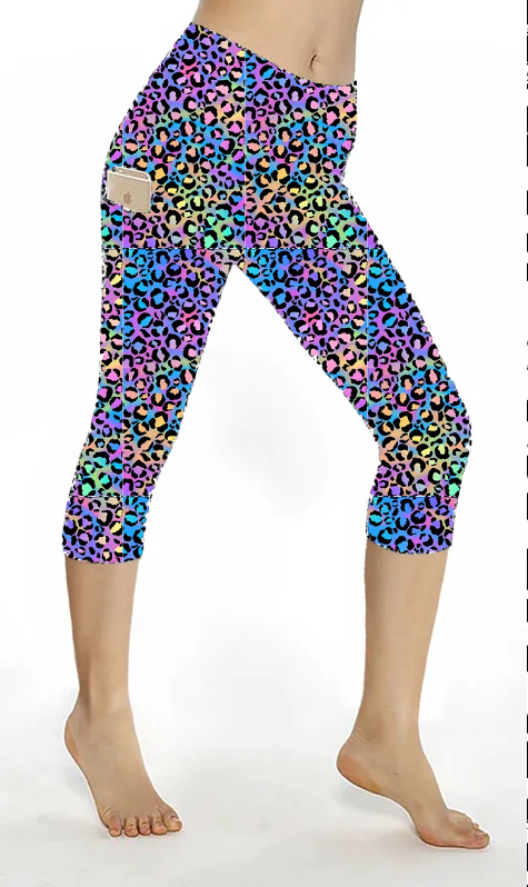 Multi-Color Leopard Leggings w/Pockets