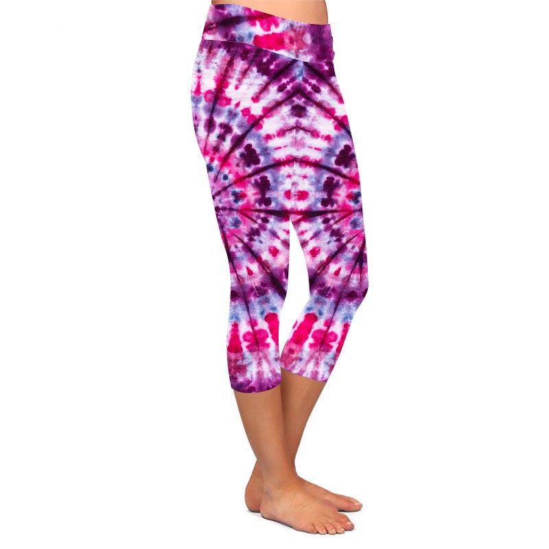 Pink/Purple Tie Dye Capri Leggings