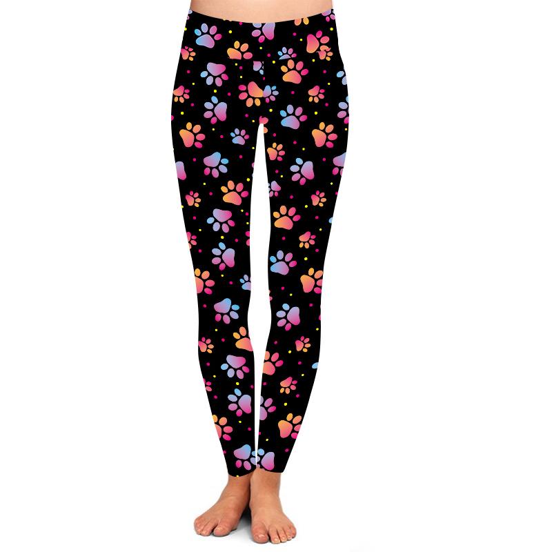 Multi-Color Dog Paw Leggings w/Pockets
