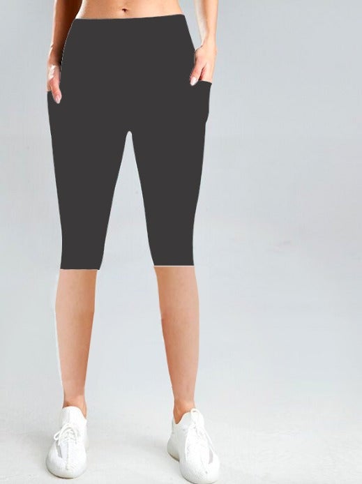 Solid Color Bike Shorts w/Pockets