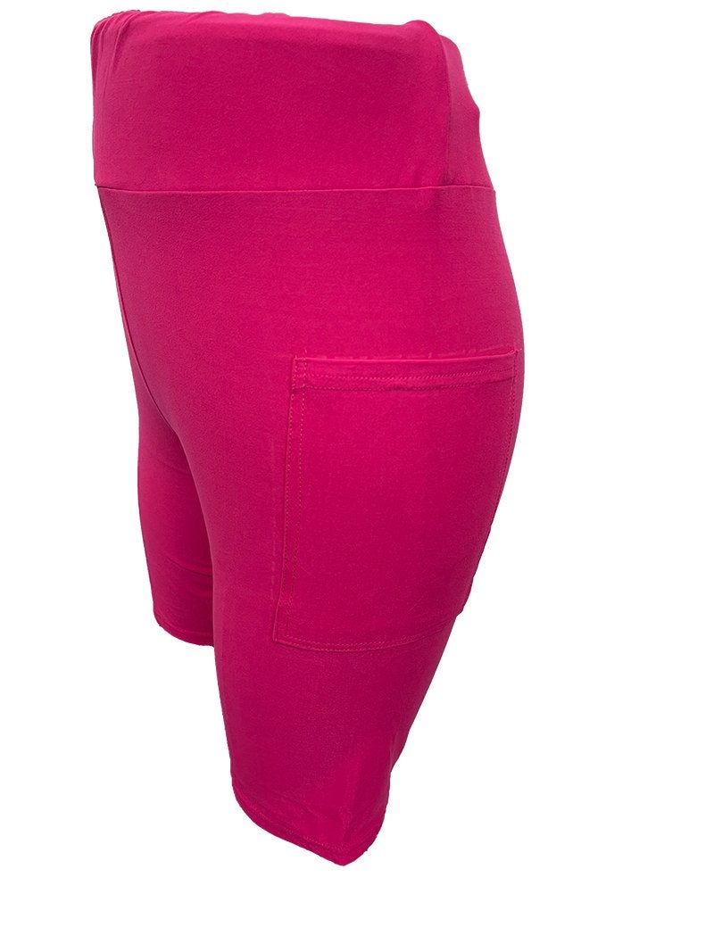Solid Color Bike Shorts w/Pockets