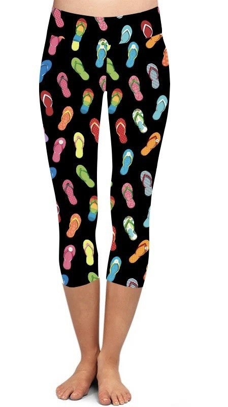 Flip Flop Capri Leggings w/Pockets
