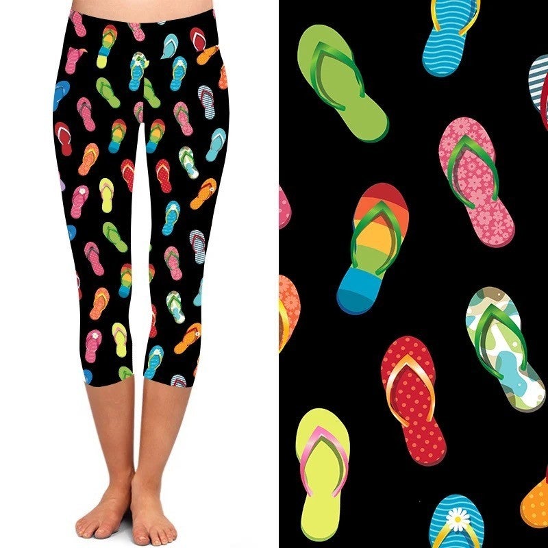 Flip Flop Capri Leggings w/Pockets