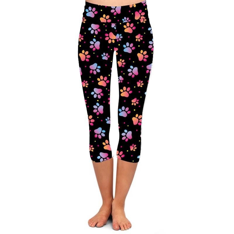 Multi-Color Dog Paw Leggings w/Pockets