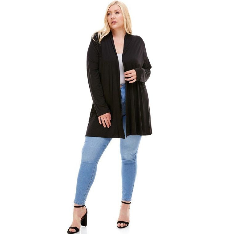 Long Sleeve Open Front Draped Cardigan