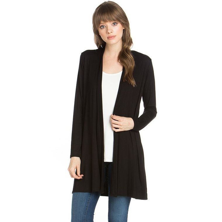Long Sleeve Open Front Draped Cardigan