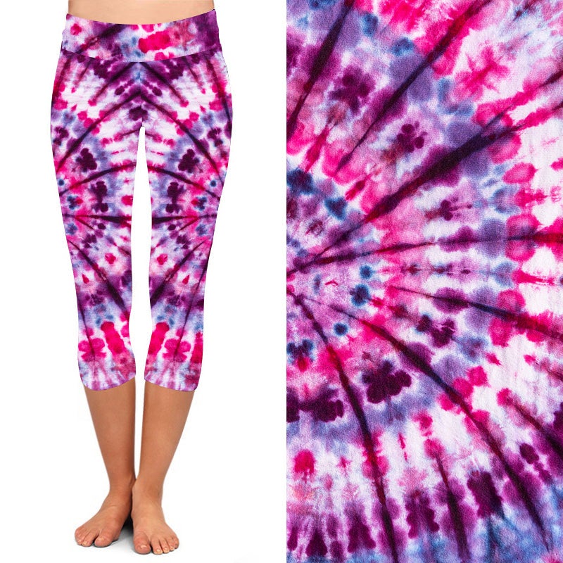 Pink/Purple Tie Dye Capri Leggings