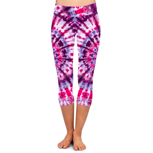 Pink/Purple Tie Dye Capri Leggings